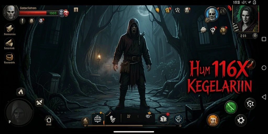 Tampilan gameplay menegangkan dari 116X, penuh ketegangan dan kegelapan.