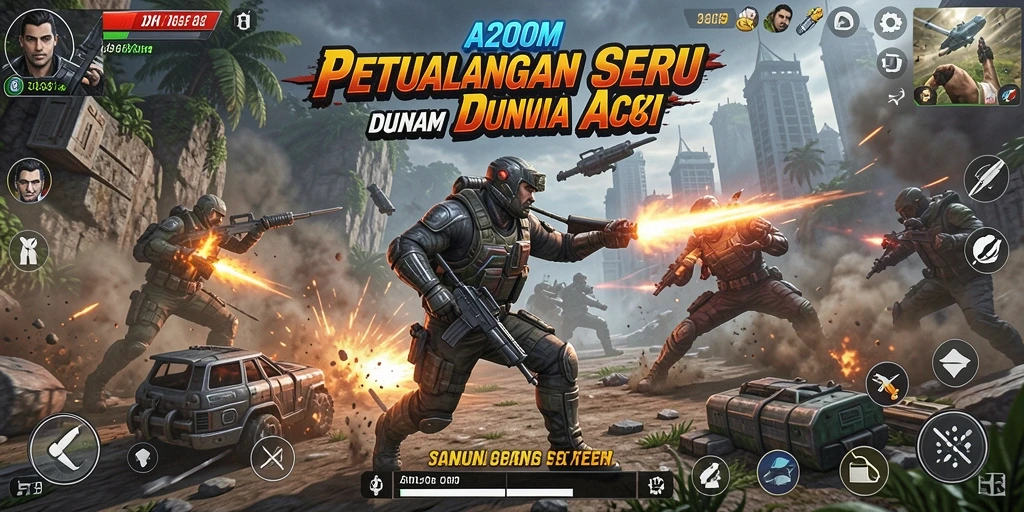 Tampilan utama gameplay A200M yang intens dan penuh aksi.