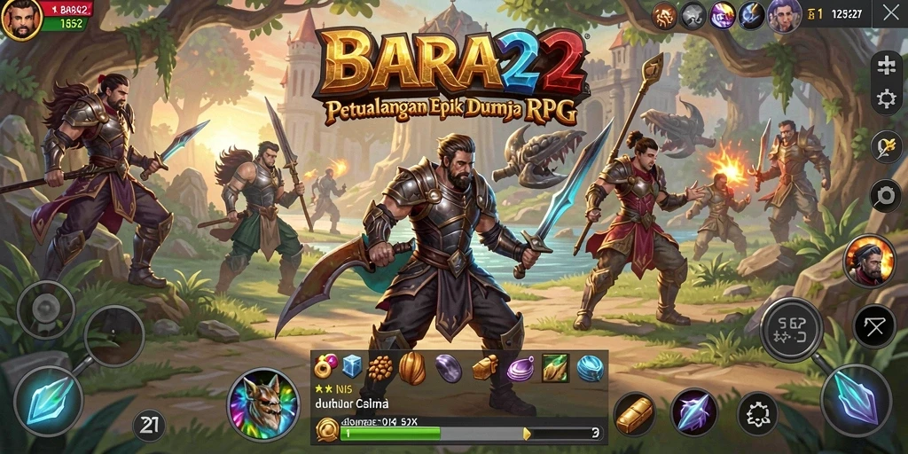 Tampilan gameplay RPG yang menakjubkan dalam BARA22.