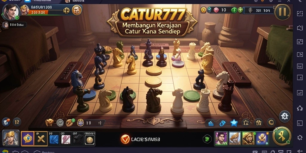 Tampilan utama CATUR777 menunjukkan arena catur yang megah dengan pemain yang antusias.