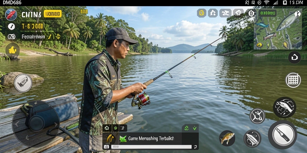 Tampilan gameplay DMD686 menampilkan pengalaman memancing yang mendebarkan.