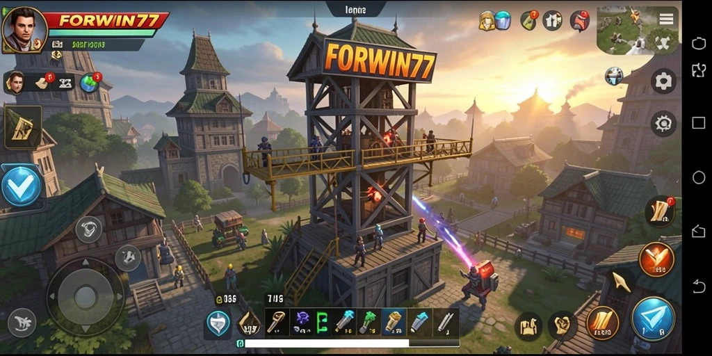 Tampilan gameplay menara yang mendebarkan di FORWIN77.