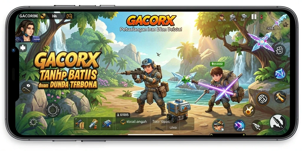 Tampilan utama gameplay <strong>GACORX</strong> menampilkan eksplorasi dunia yang luas dan interaktif.