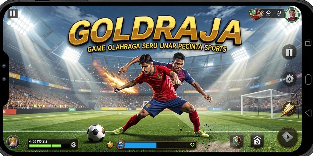Tampilan seru gameplay GOLDRAJA menampilkan aksi olahraga mendebarkan.