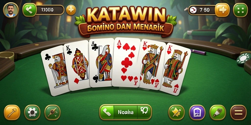 Tampilan gameplay KATAWIN yang mendebarkan dengan domino dan interaksi pemain.