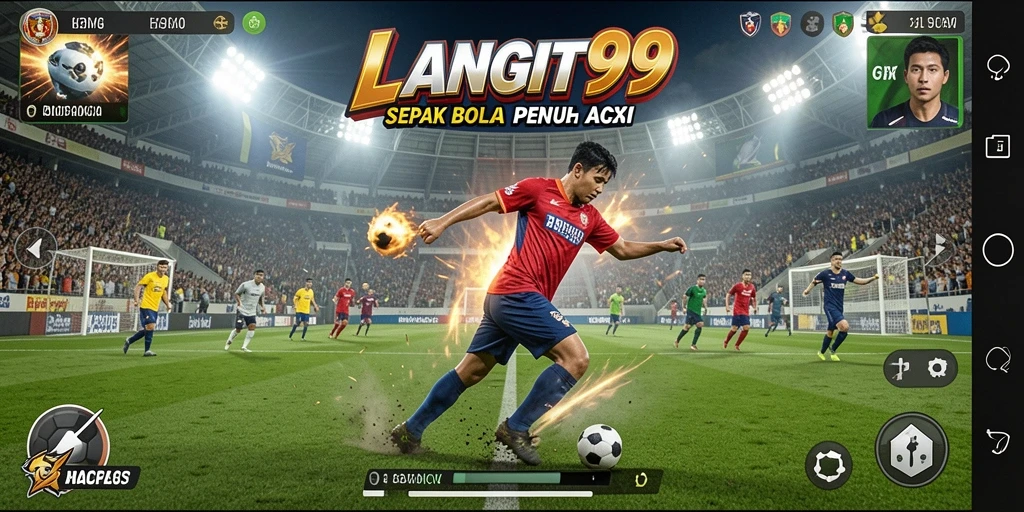 Tampilan gameplay LANGIT99 yang mendebarkan dan penuh aksi sepak bola.