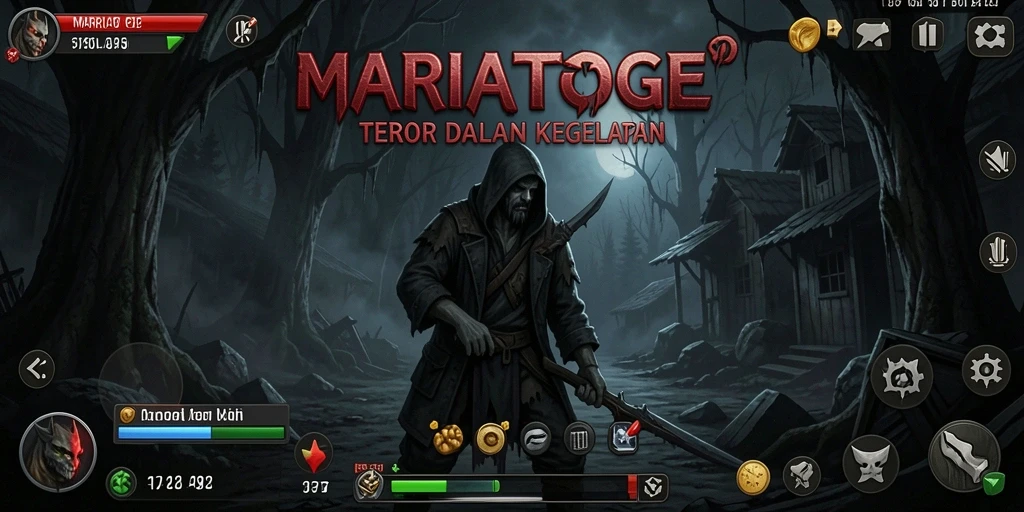 Screenshot MARIATOGEL menampilkan suasana menyeramkan dalam gameplay.