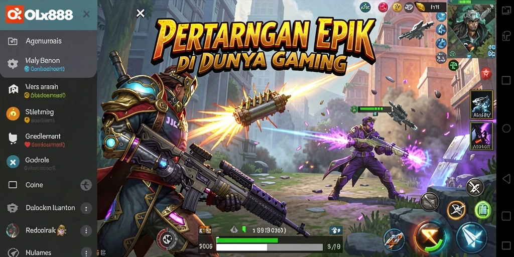 Tampilan pertarungan epik antara karakter di OLX888.