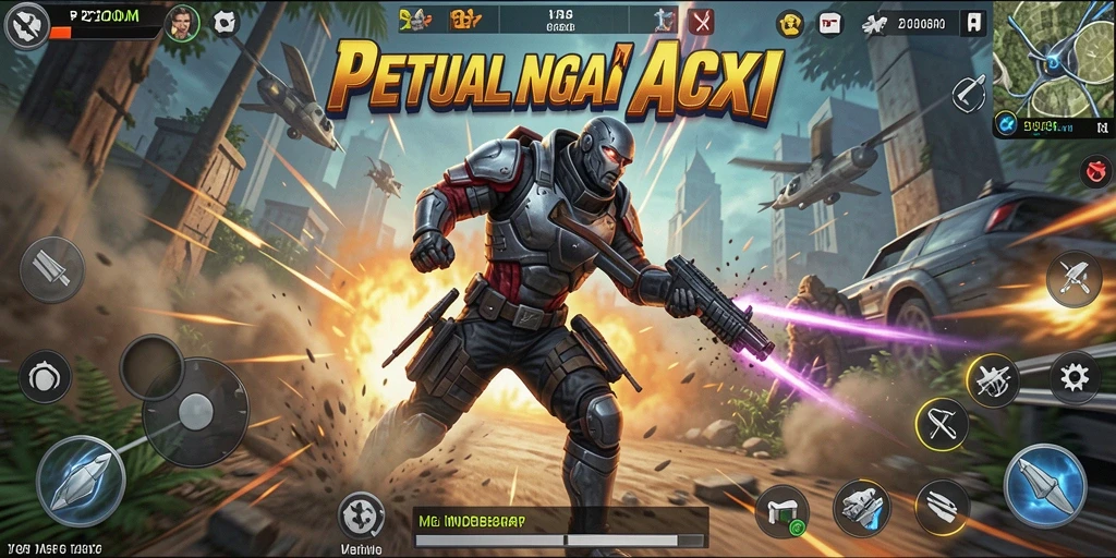 Tangkapan layar utama P200M menampilkan aksi seru dalam gameplay yang mengesankan.