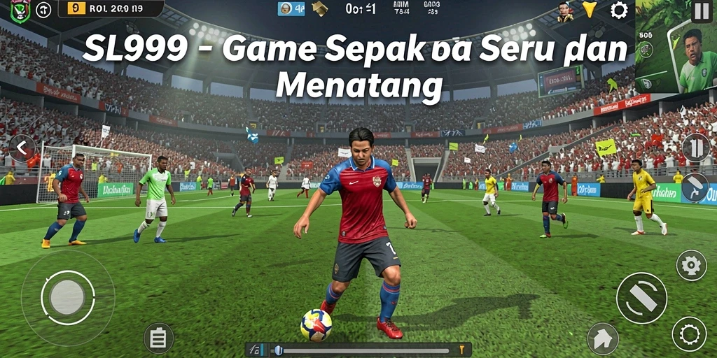 Tampilan gameplay SL999 dengan aksi seru di lapangan sepak bola.