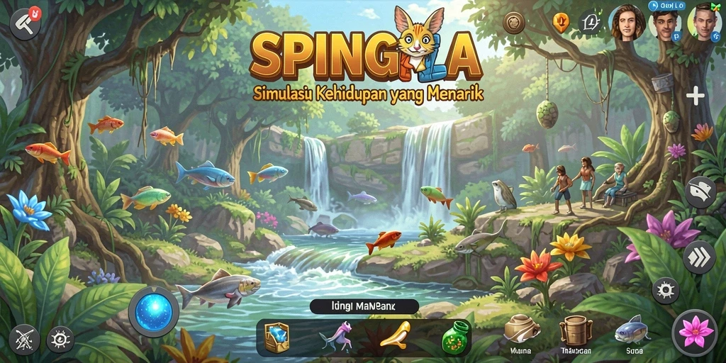 Tampilan gameplay SPINGILA yang menakjubkan dan penuh warna.