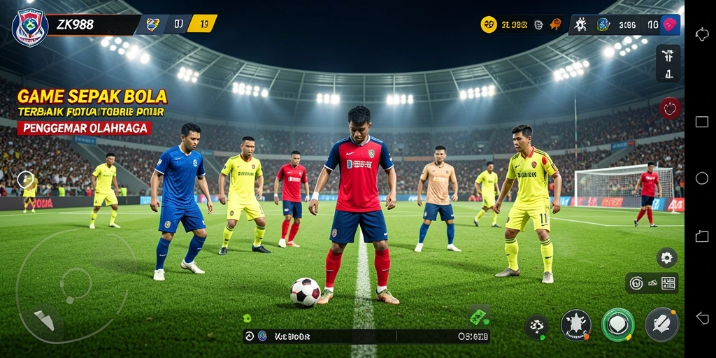 Tampilan menarik dari pertandingan sepak bola dalam ZK988.